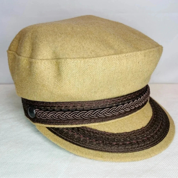 Vintage Wool Newsboy Hat Tan Brown MADE IN USA - Picture 2 of 8